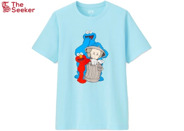 KAWS x Uniqlo x Sesame Street Companion Trash Can Tee (Japanese Sizing) Light Blue