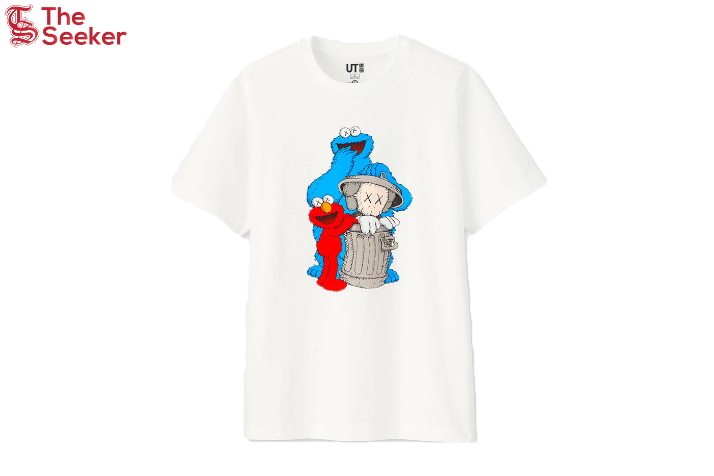 KAWS x Uniqlo x Sesame Street Companion Trash Can Tee White