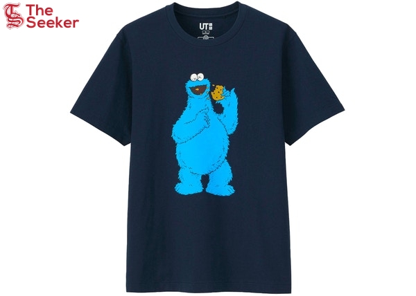 KAWS x Uniqlo x Sesame Street Cookie Monster Tee (Japanese Sizing) Navy
