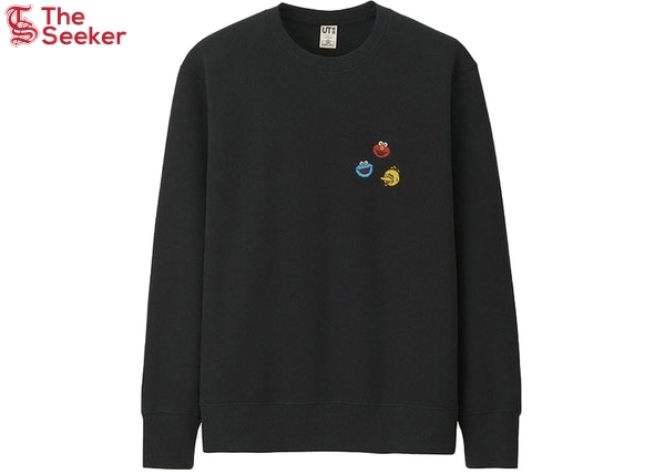 KAWS x Uniqlo x Sesame Street Elmo Cookie Monster Big Bird Heads Sweatshirt (Japanese Sizing) Black