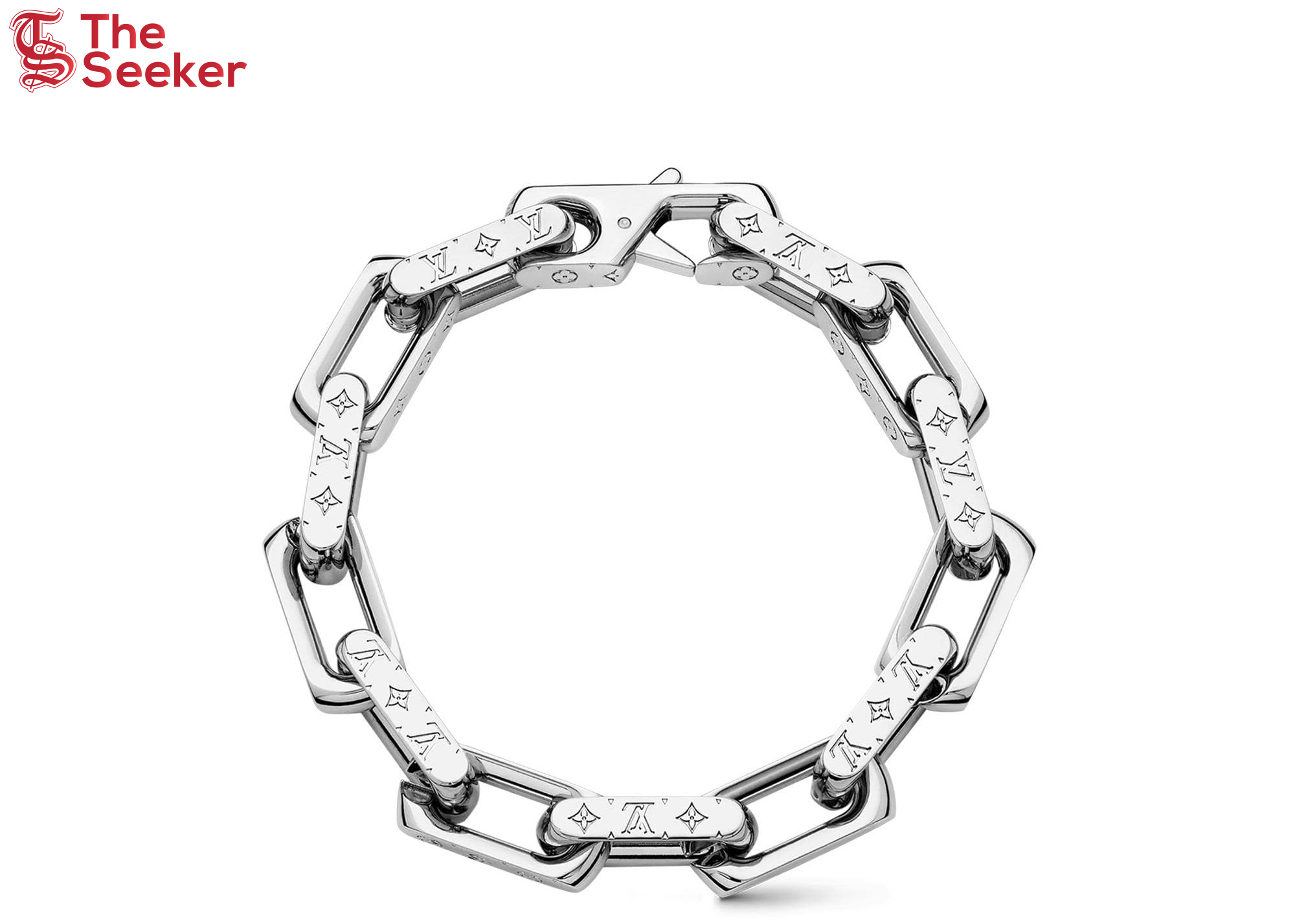 Louis Vuitton Chain Bracelet Engraved Monogram Silver