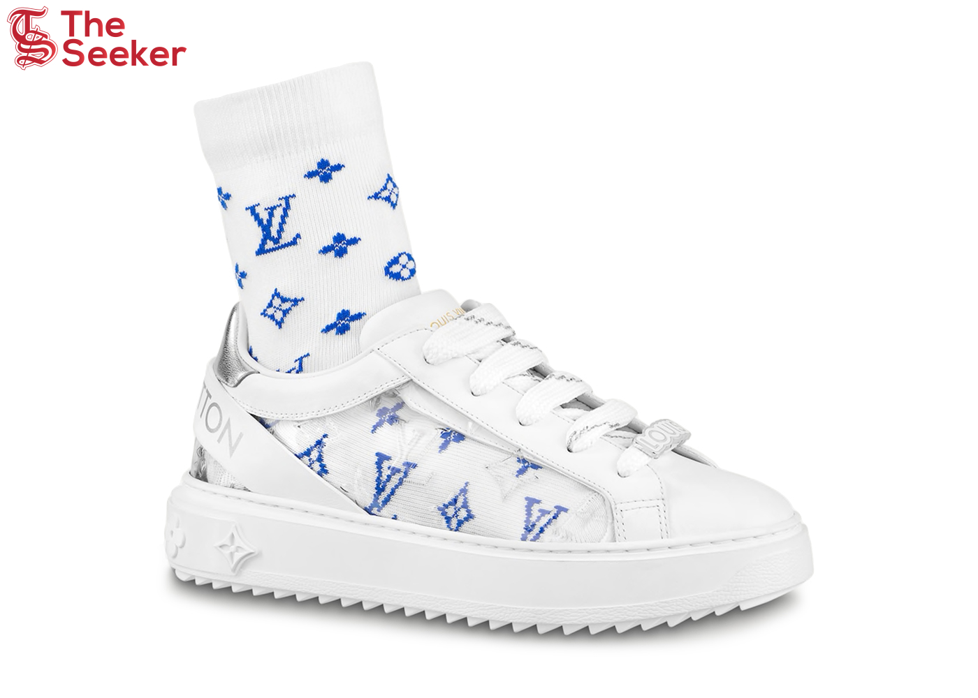 Louis Vuitton Time Out Debossed Monogram Transparent Upper White Silver (Women's) (White Blue Socks Included)