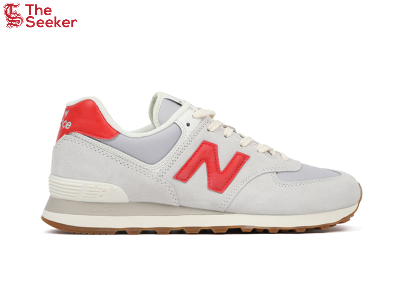 New Balance 574 White Red Grey Gum