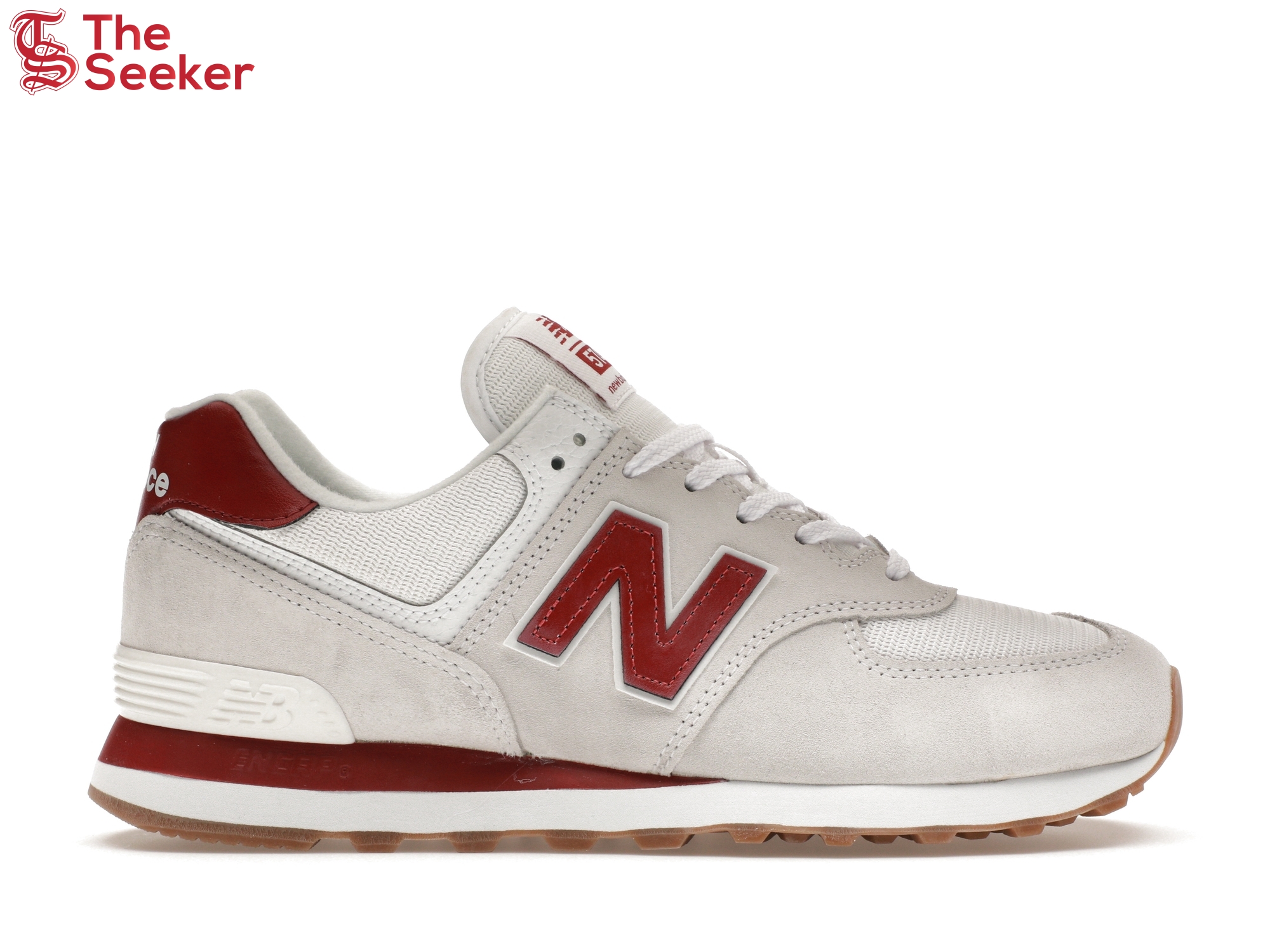 New Balance 574 White Red Gum