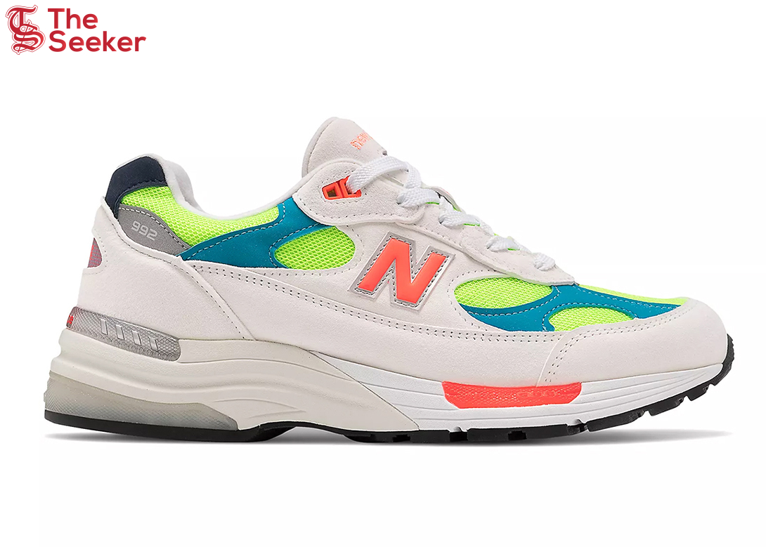 New Balance 992 White Neon Cyan