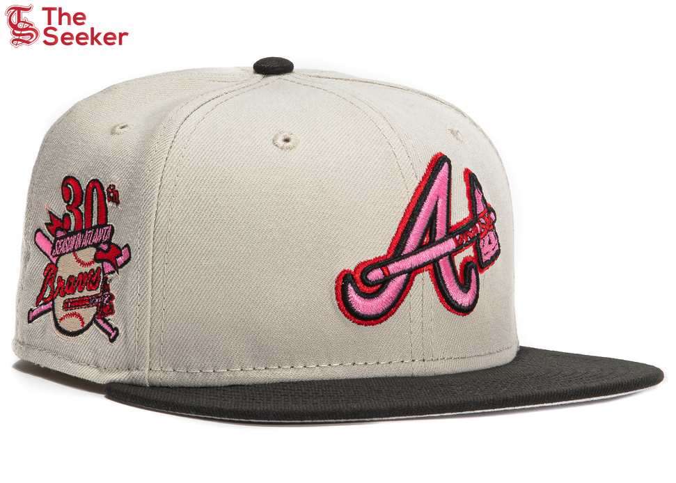 New Era Atlanta Braves Aux Pack Vol 2 30th Anniversary Patch Alternate Hat Club Exclusive 59Fifty Fitted Hat Stone/Black