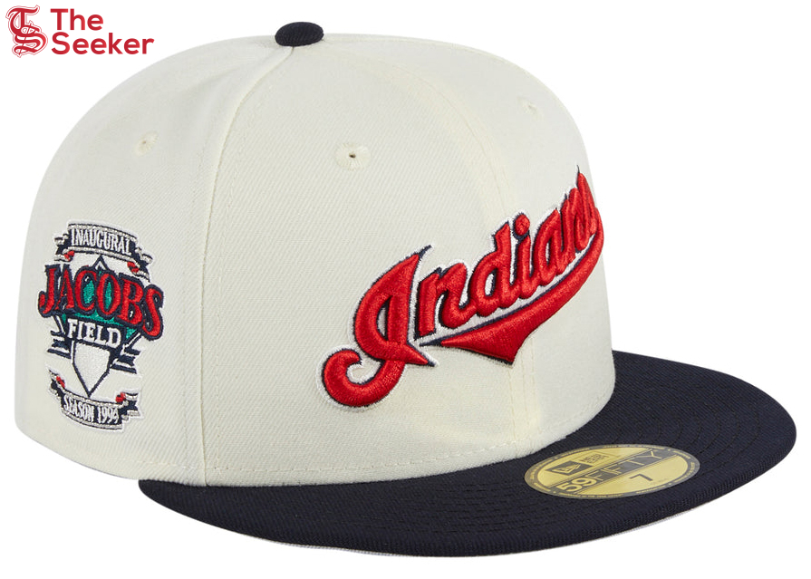 New Era Cleveland Indians Jacobs Field Patch Hat Club Exclusive 59Fifty Fitted Hat White/Navy