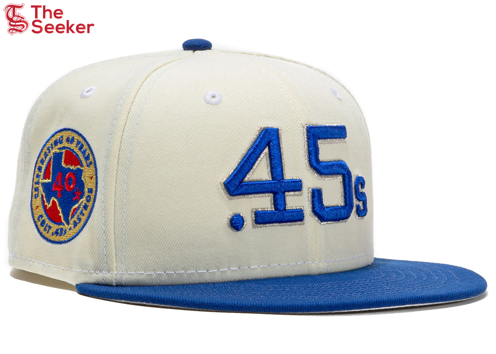 New Era Houston Astros Beer Pack Colt 45 40 Years Patch Hat Club Exclusive 59Fifty Fitted Hat White/Royal