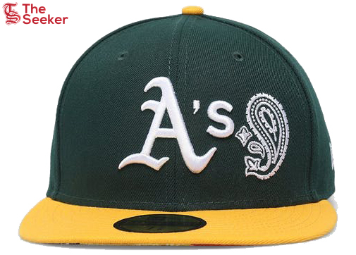 New Era Oakland Athletics Patchwork Paisley Undervisor 59Fifty Fitted Hat Dark Green