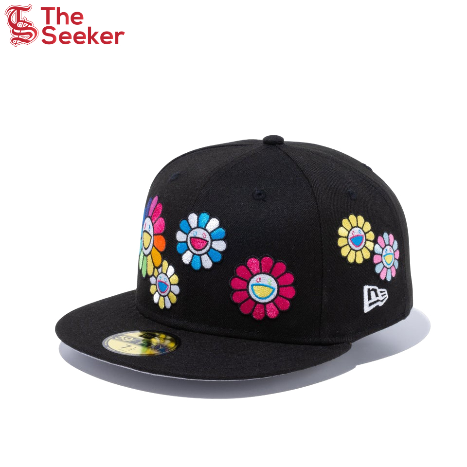 New Era x Takashi Murakami Flower Allover 59Fifty Fitted Hat Black Rainbow