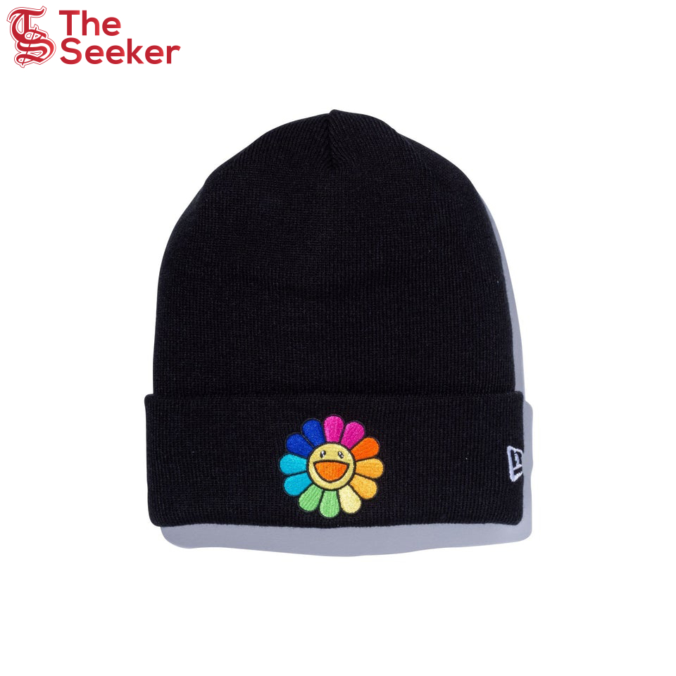 New Era x Takashi Murakami Flower Basic Cuff Knit Beanie Black