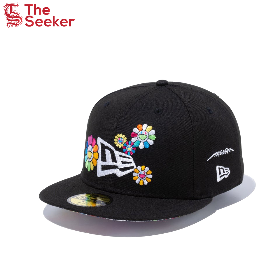 New Era x Takashi Murakami Flower Flag 59Fifty Fitted Hat Black Rainbow