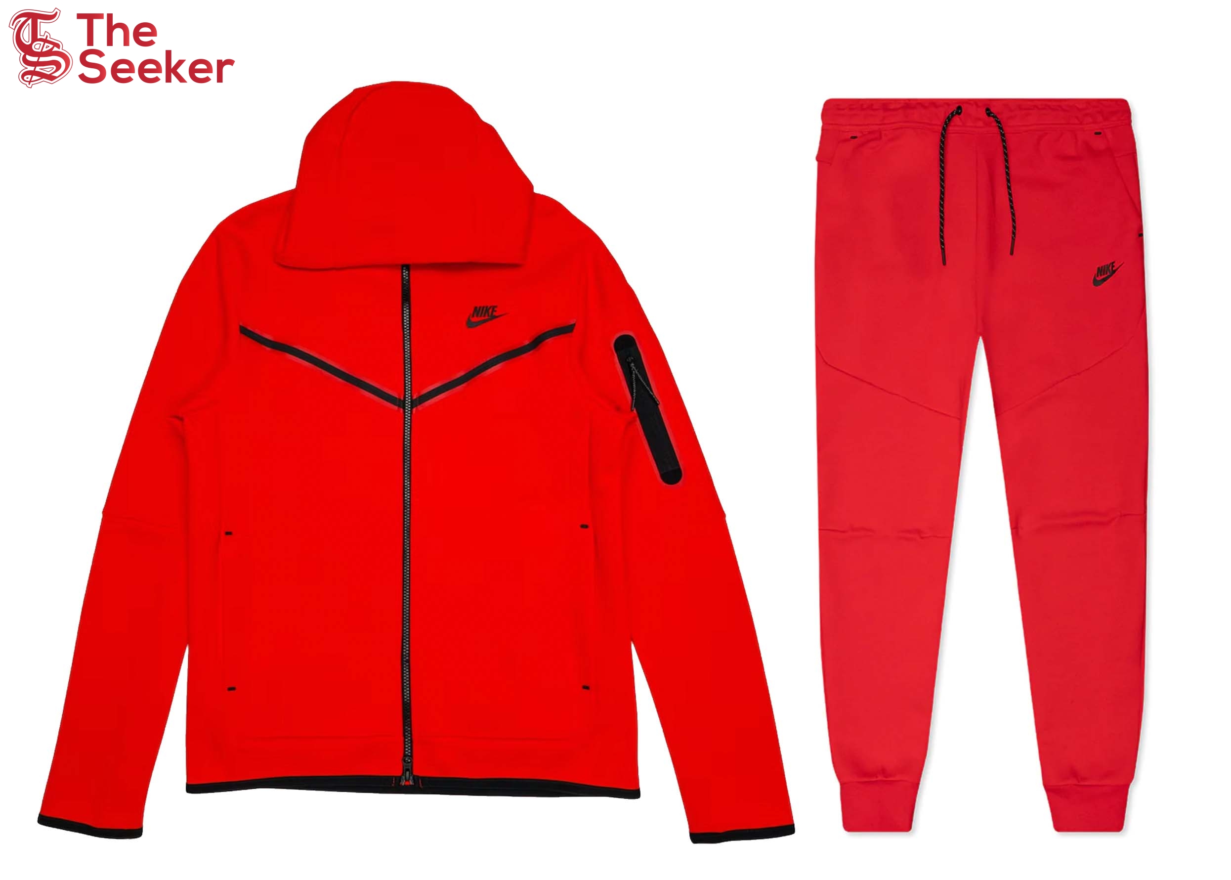 Nike Sportswear Tech Fleece Full Zip Hoodie & Joggers Set University Red
