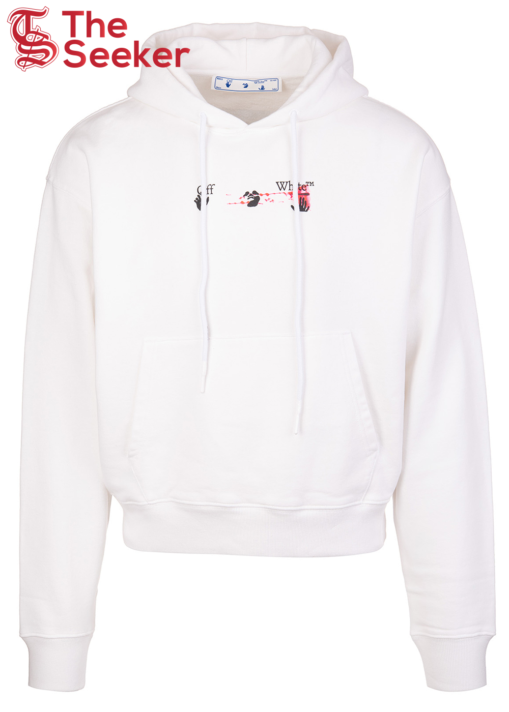 OFF-WHITE Acrylic Arrow Logo Print Hooded Sweatshirt White Black Fucshia