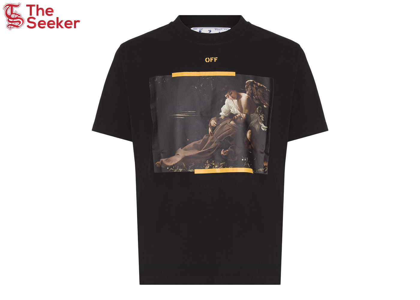 OFF-WHITE Arrow Caravaggio St. Fran Skate Slim Tee Black/Yellow/Multi