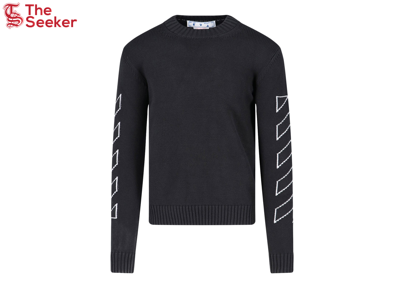 OFF-WHITE Arrow Outline Print Crewneck Knit Sweater Black