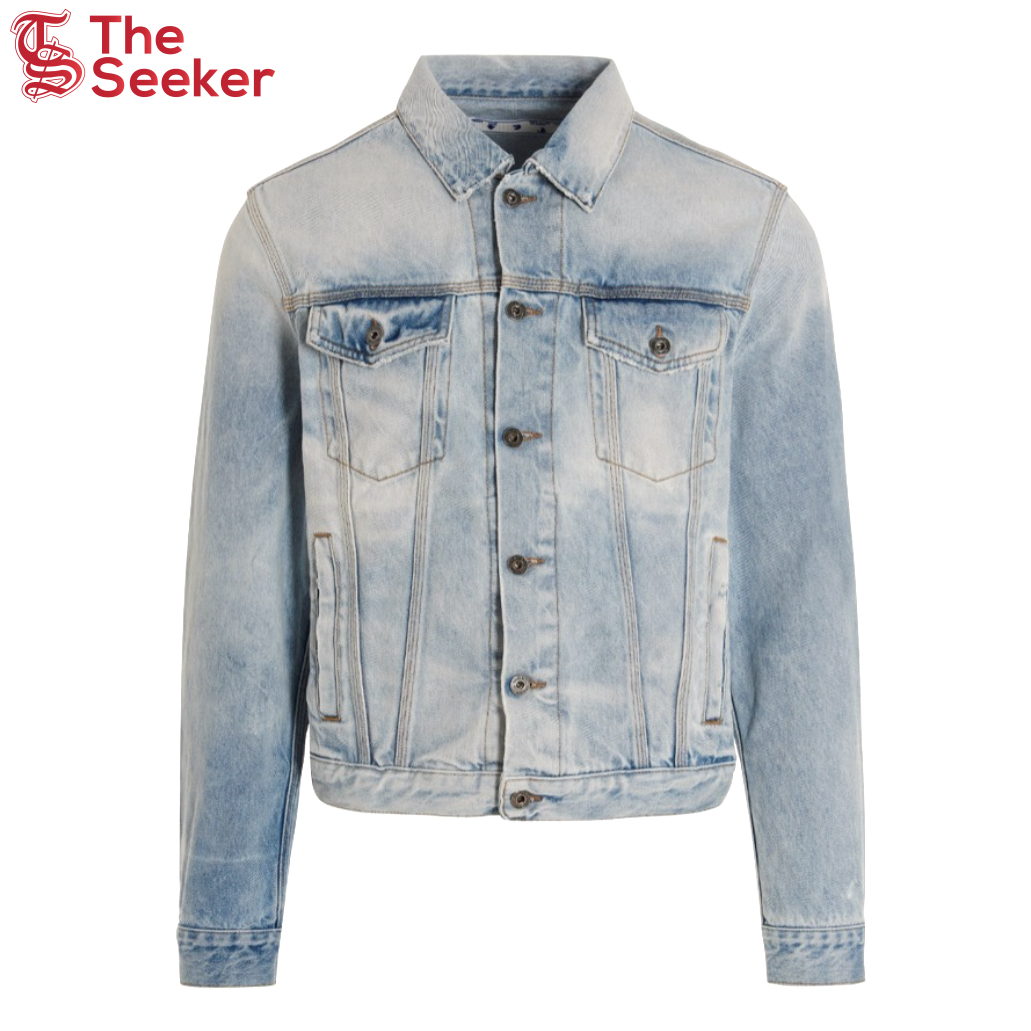 OFF-WHITE Arrows Print Denim Jacket Pale Blue