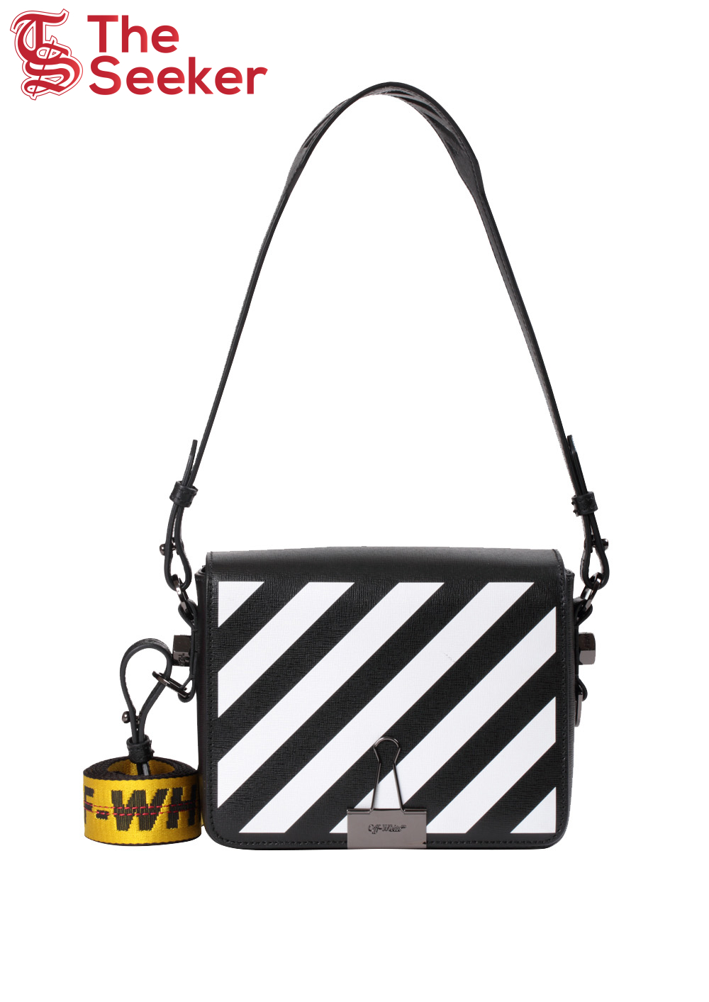 OFF-WHITE Binder Clip Bag Diag Black White Yellow