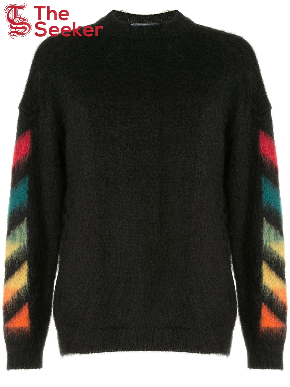 OFF-WHITE Brushed Mohair Diag Arrows Logo Knit Sweater Black/Rainbow