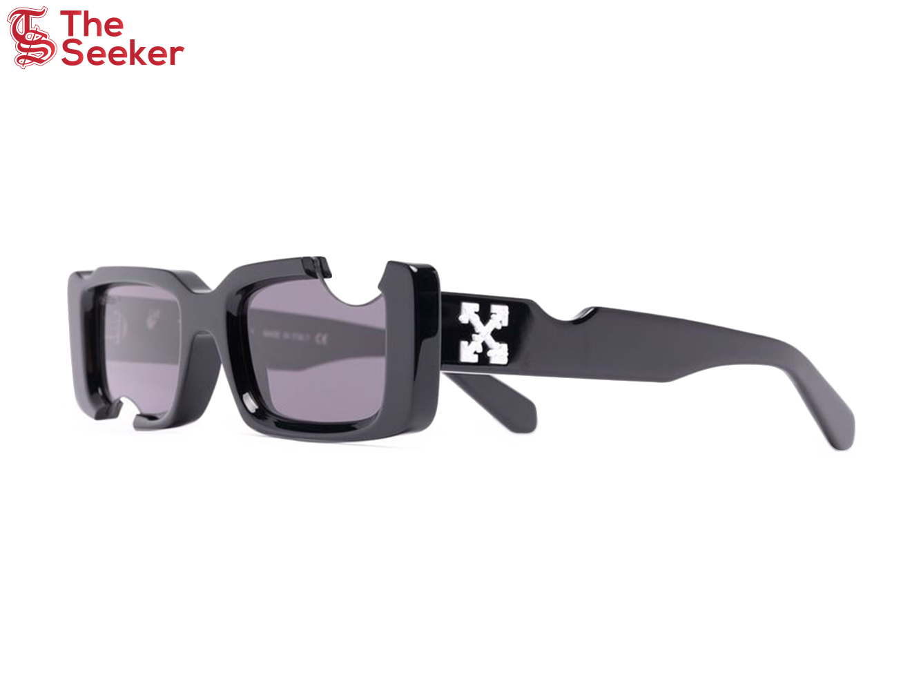 OFF-WHITE Cady Cut-Out Rectangular Frame Sunglasses Black/White/Grey (SS22) (OERI006C99PLA0011007)