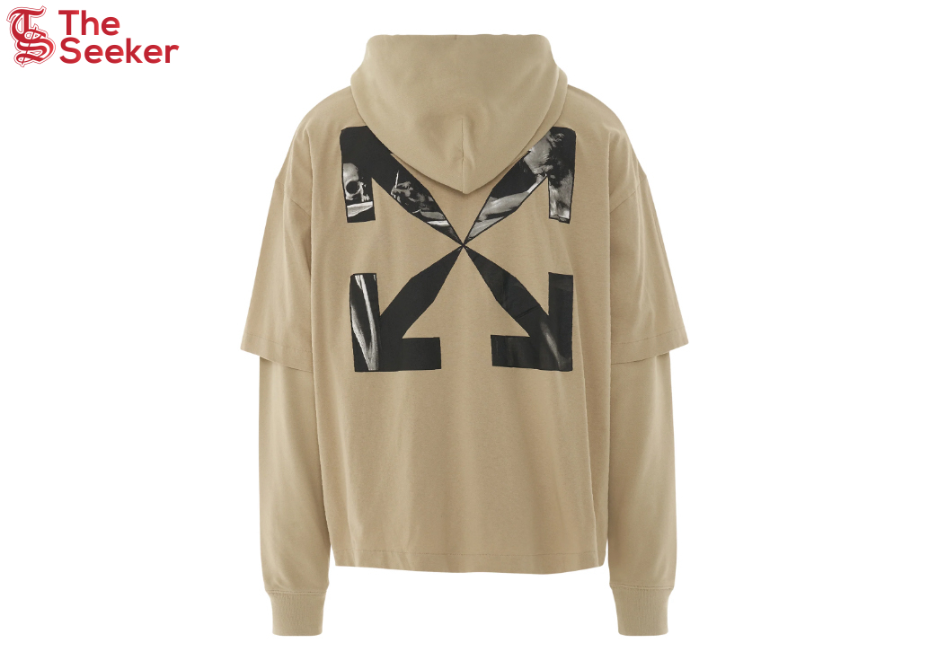 OFF-WHITE Caravaggio Arrow Double Hooded T-Shirt Dark Sand