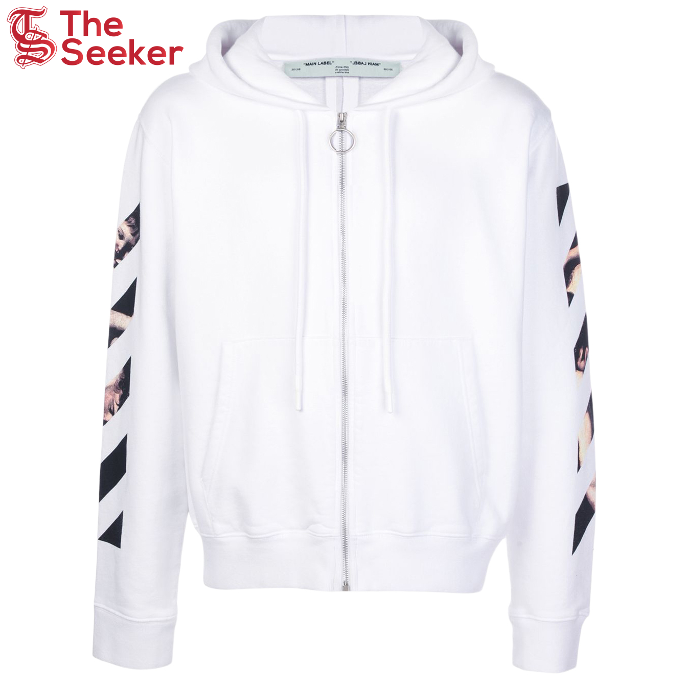 OFF-WHITE Caravaggio Arrows Zip Up Hoodie White