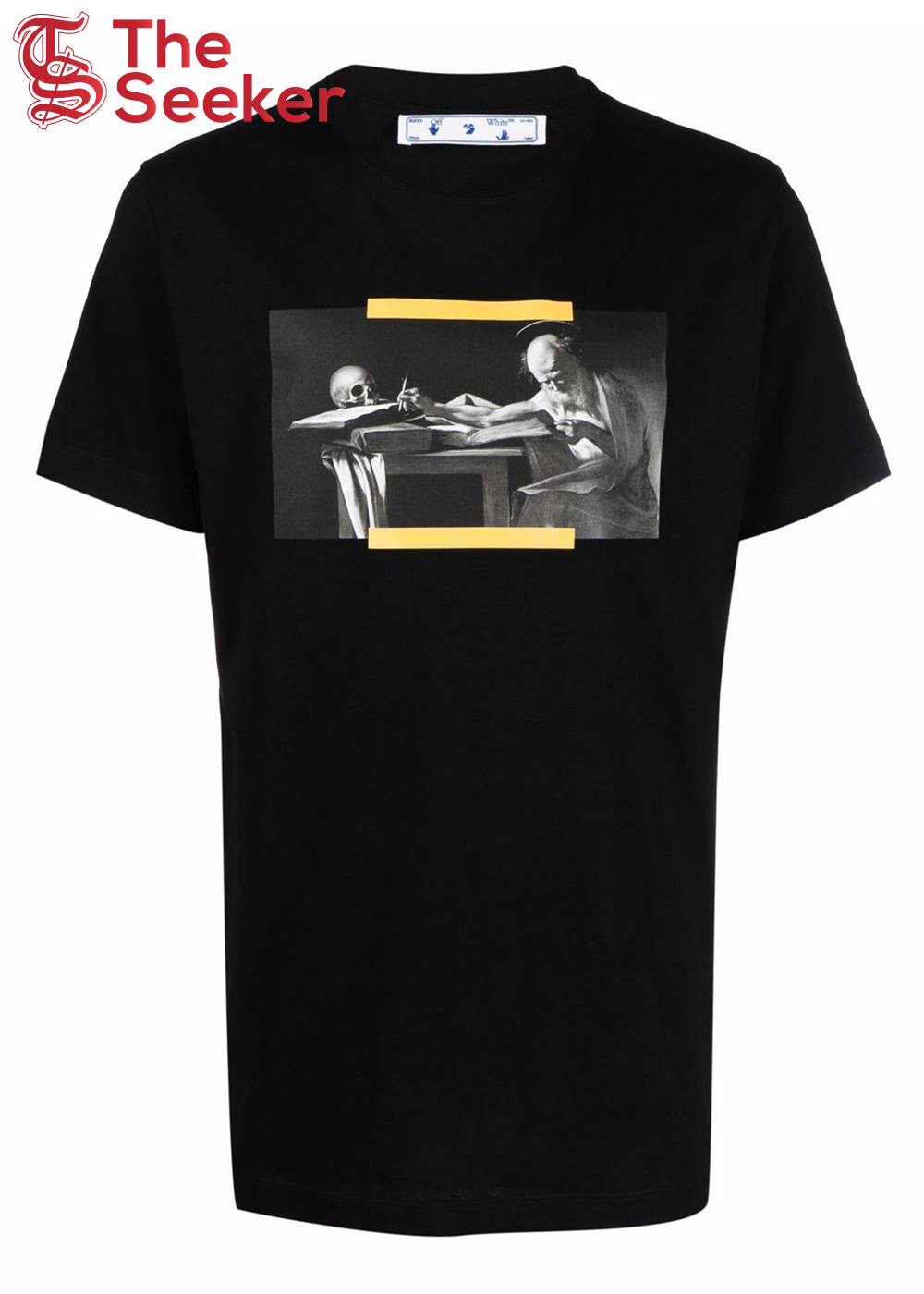 OFF-WHITE Caravaggio Saint Jerome Writing Hands Off Logo Slim Fit T-shirt Black/Yellow