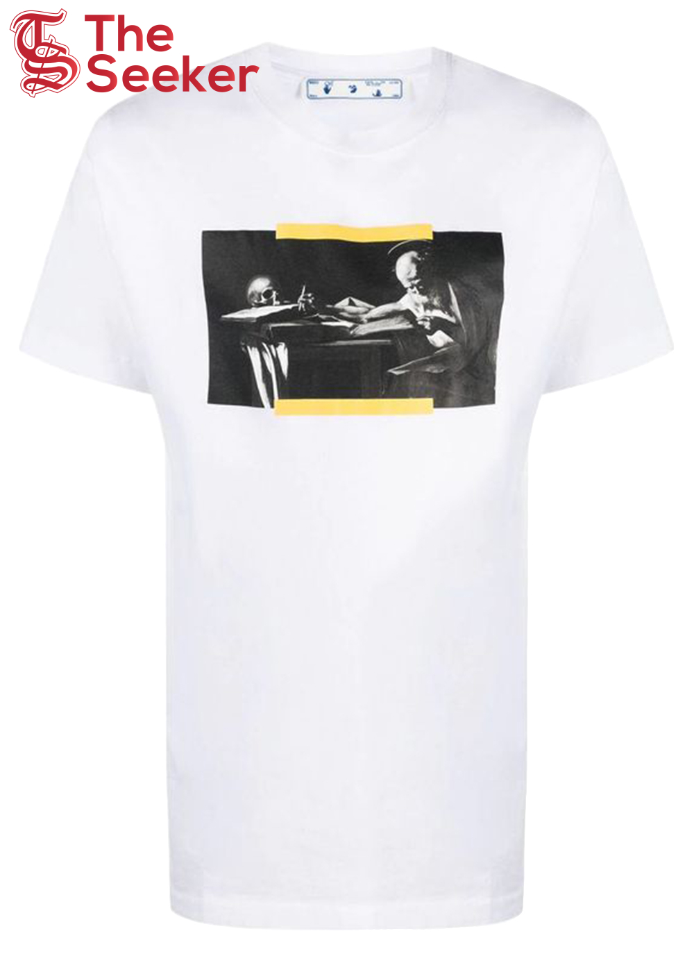 OFF-WHITE Caravaggio Saint Jerome Writing Hands Off Logo Slim Fit T-shirt While/Black/Yellow