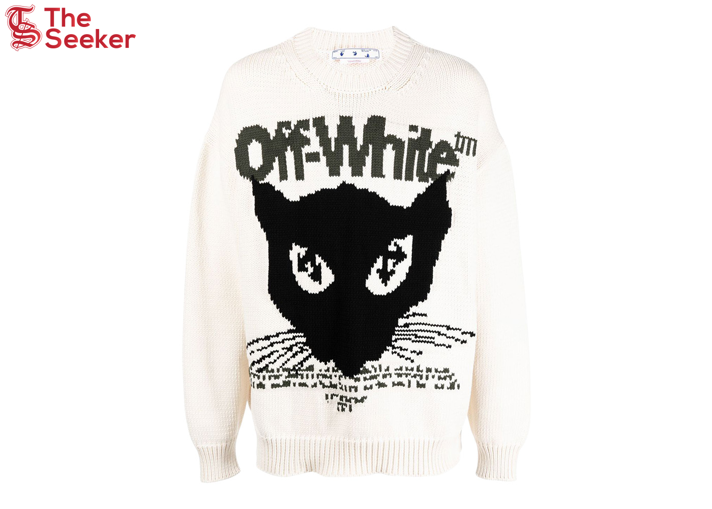 OFF-WHITE Cat Intarsia-Knit Sweater White/Black