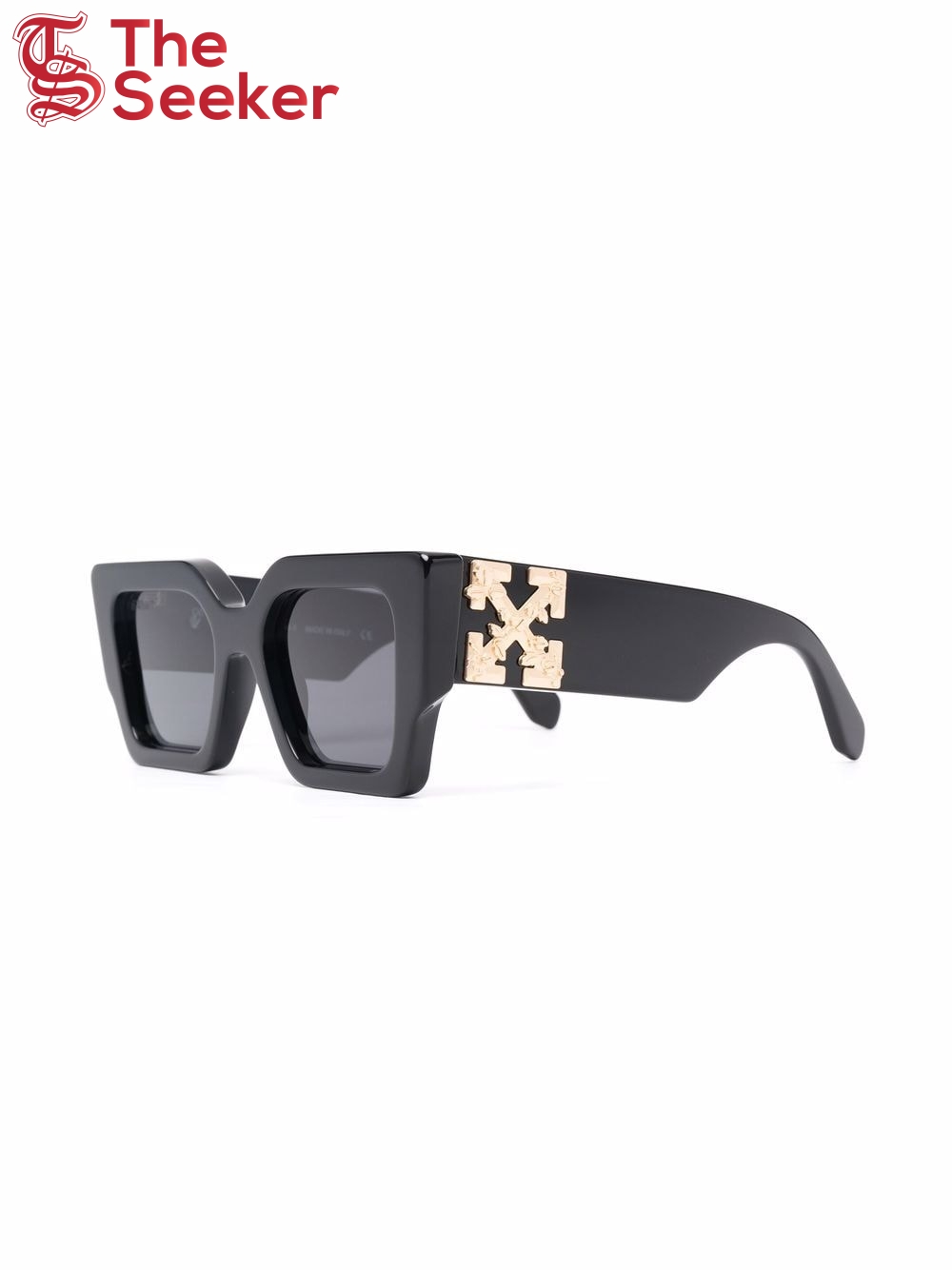 OFF-WHITE Catalina Rectangular Frame Sunglasses Black/Dark Grey/Gold (OERI003Y21PLA0011007 / OERI003C99PLA0011007)
