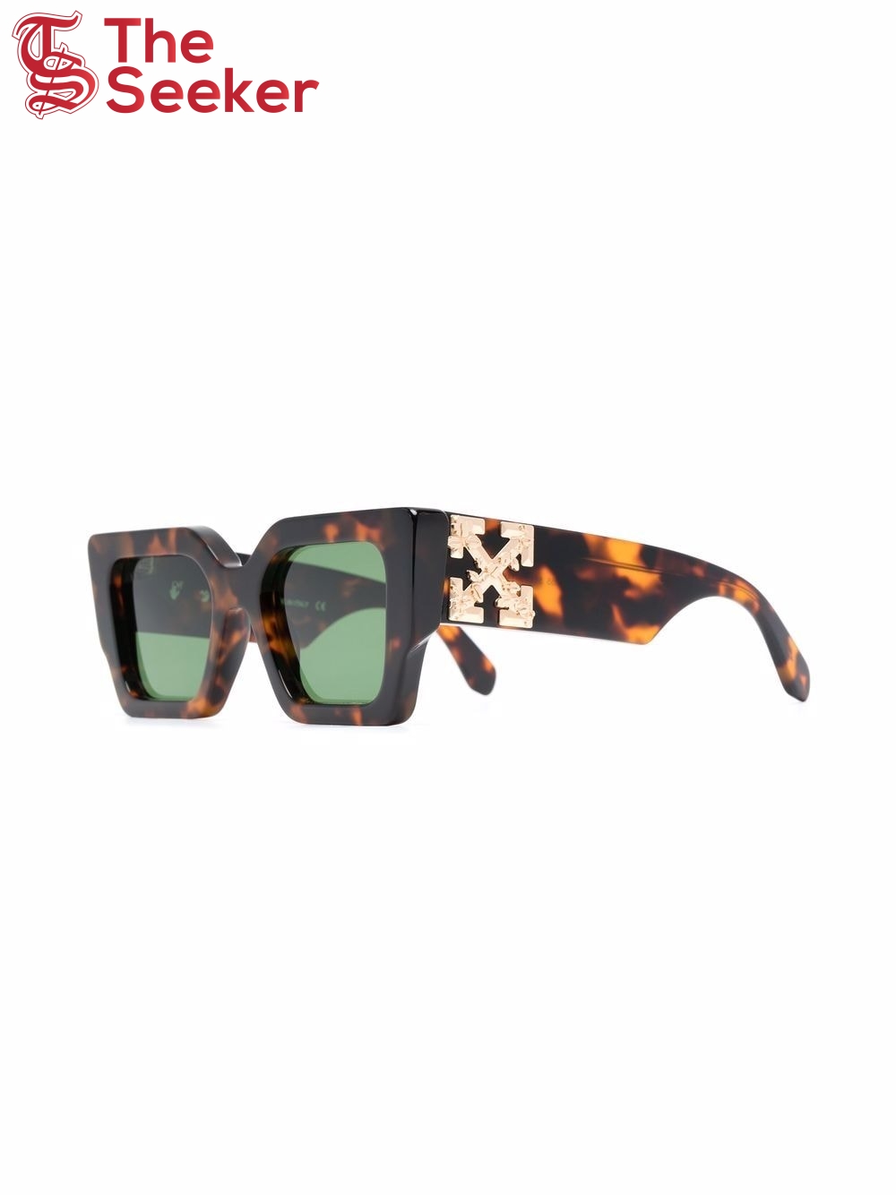 OFF-WHITE Catalina Rectangular Frame Sunglasses Brown/Green/Gold (OERI003Y21PLA0016055)