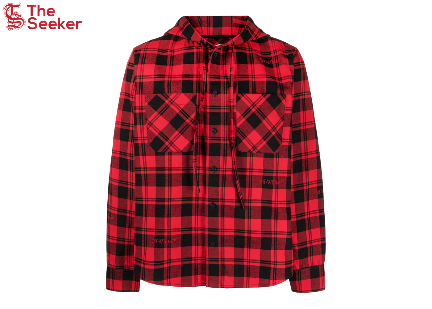OFF-WHITE Check-Print Flannel Hoodie Black/Red