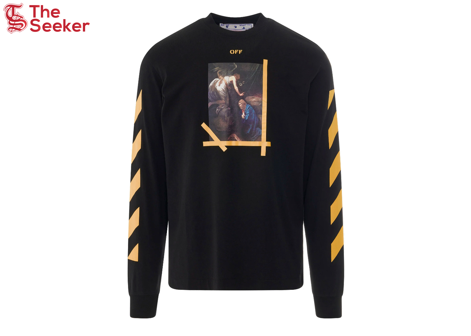 OFF-WHITE Diagonal Arrow Caravaggio Ann Skate L/S Tee Black/Yellow