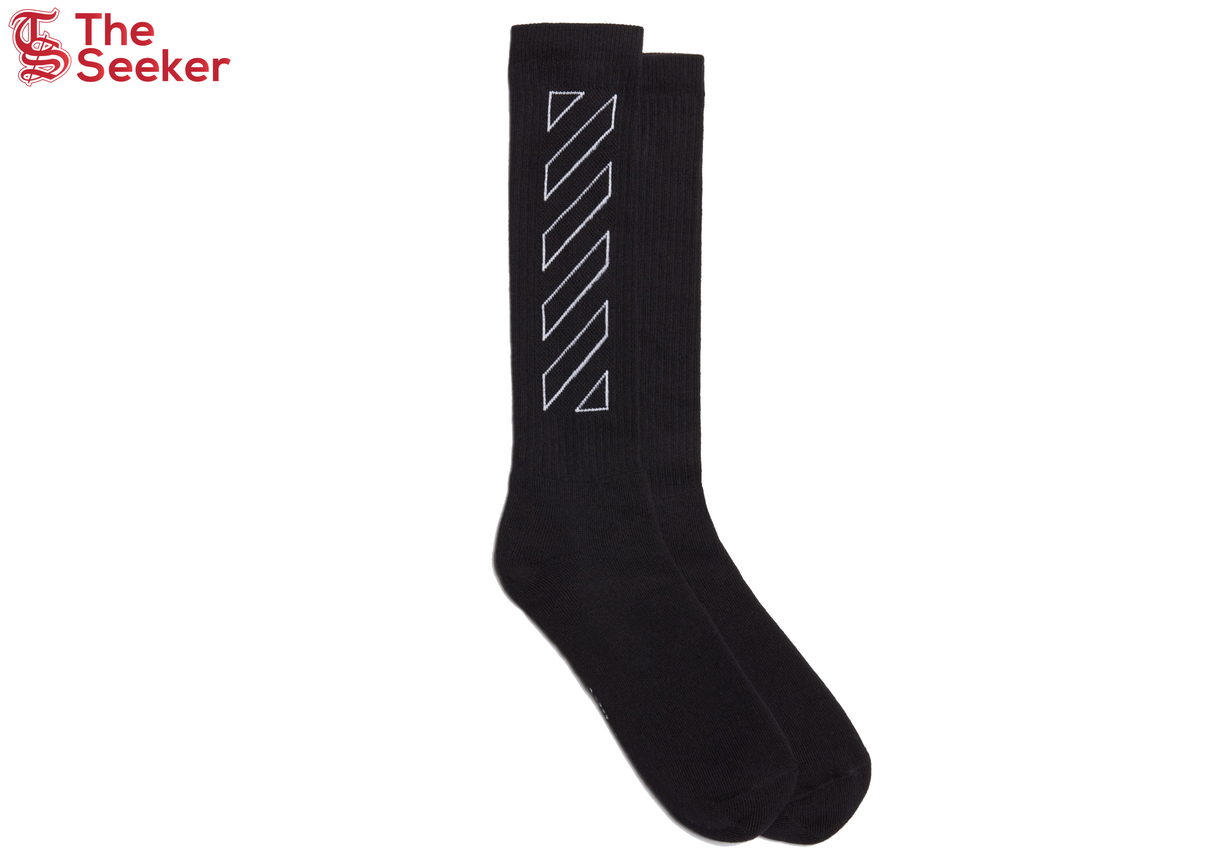 OFF-WHITE Diagonals Mid Socks Black/White Outline