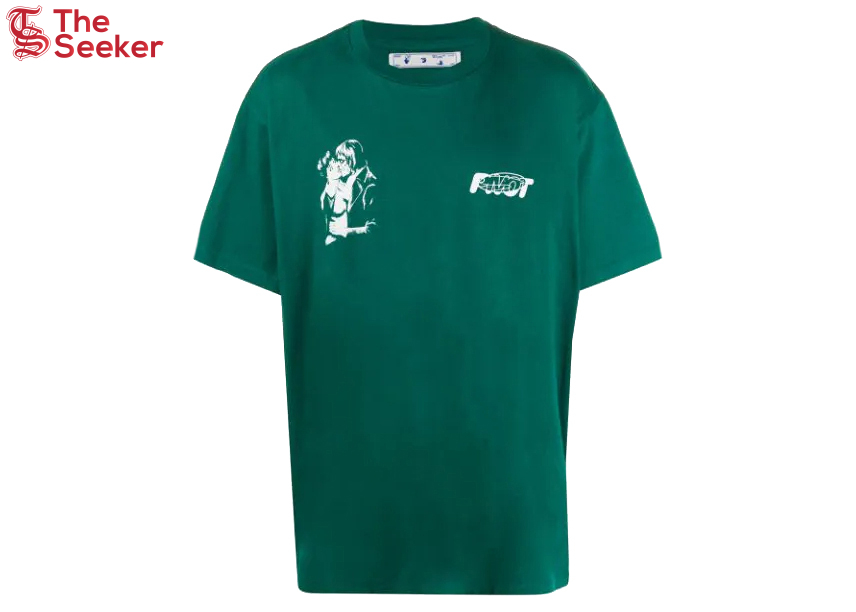 OFF-WHITE Kiss 21 Logo Print Over-Fit T-shirt Green