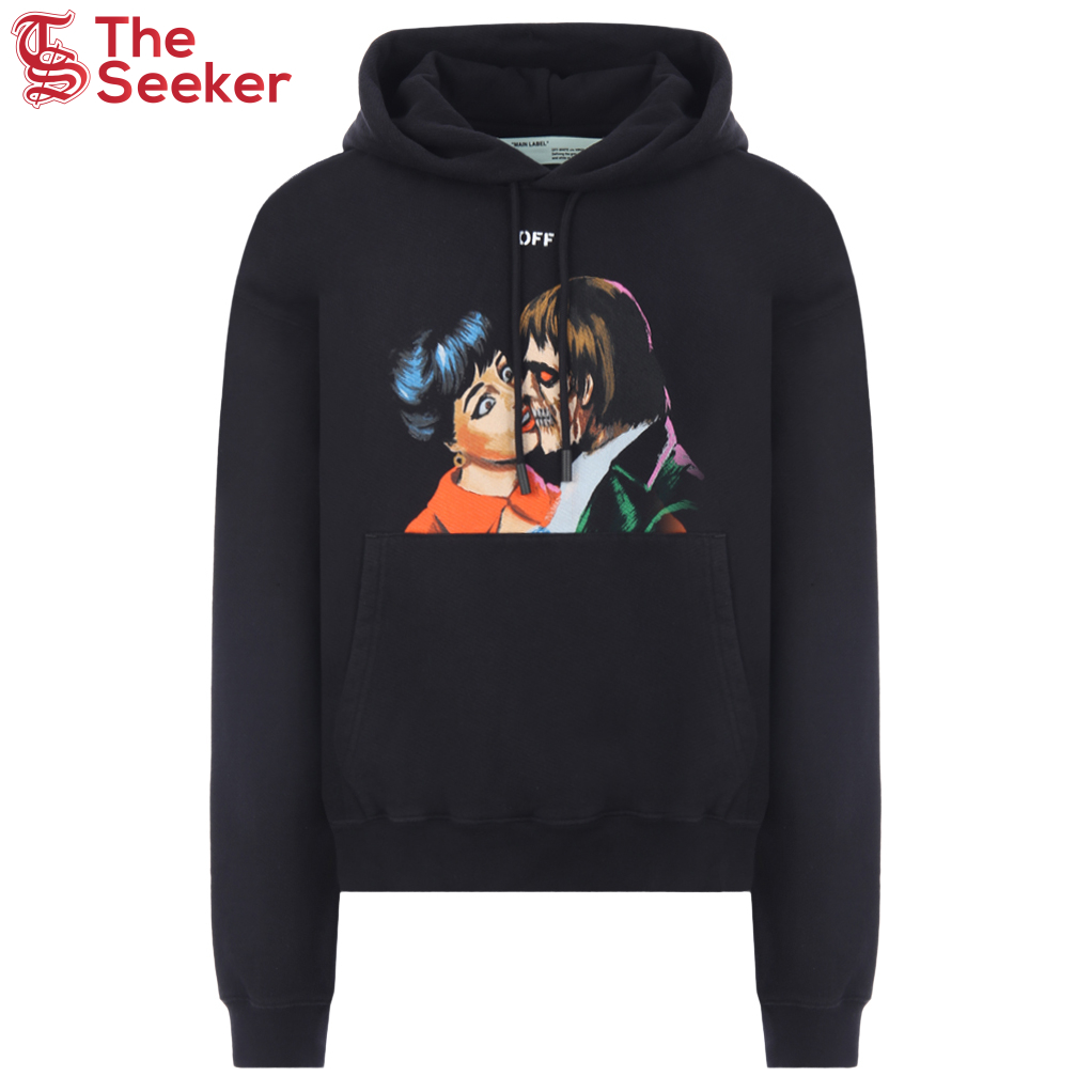 OFF-WHITE Kiss' Graphic Print Hoodie Black/Multicolor