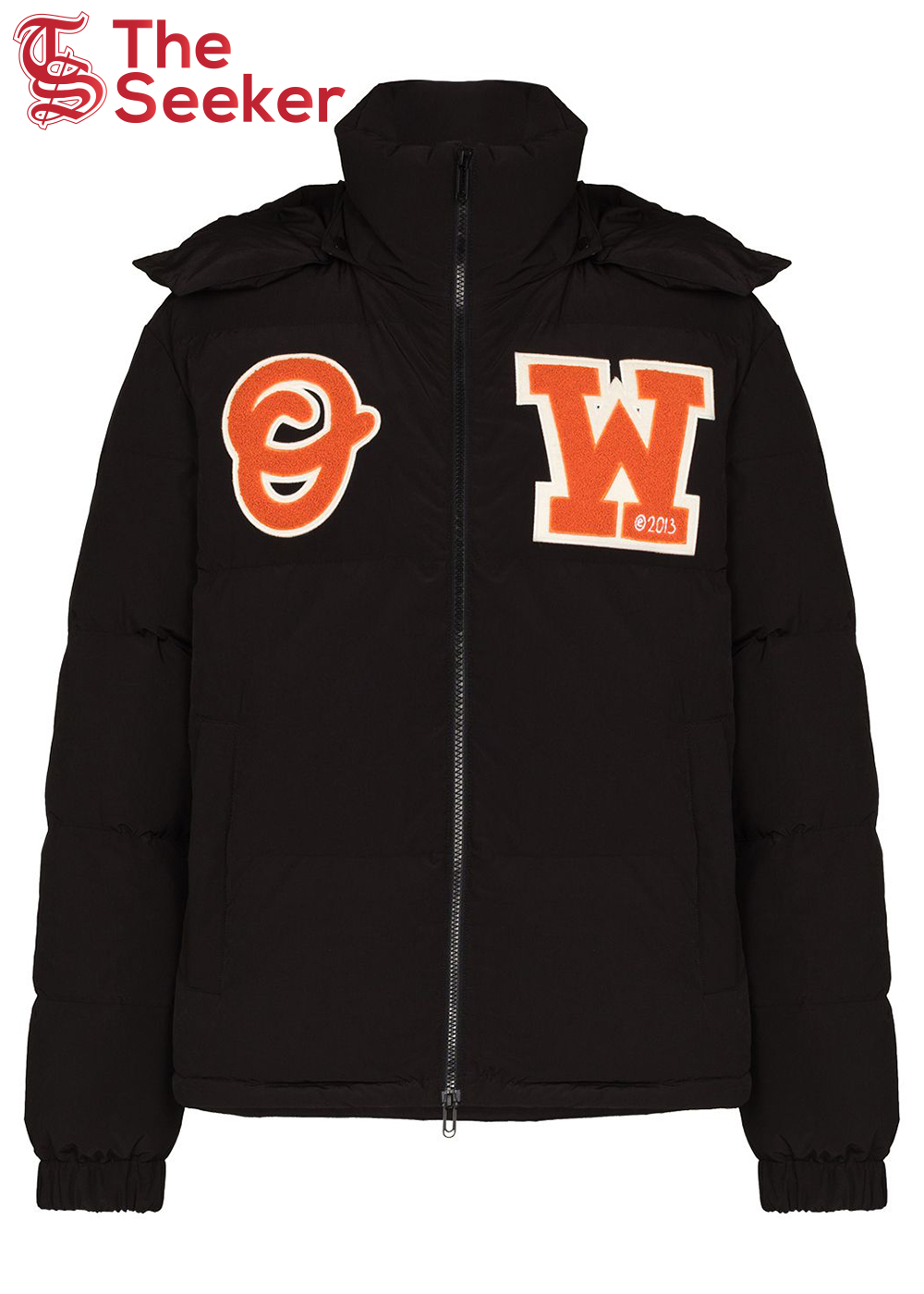 OFF-WHITE Logo Patch Puffer Jacket Black/Orange