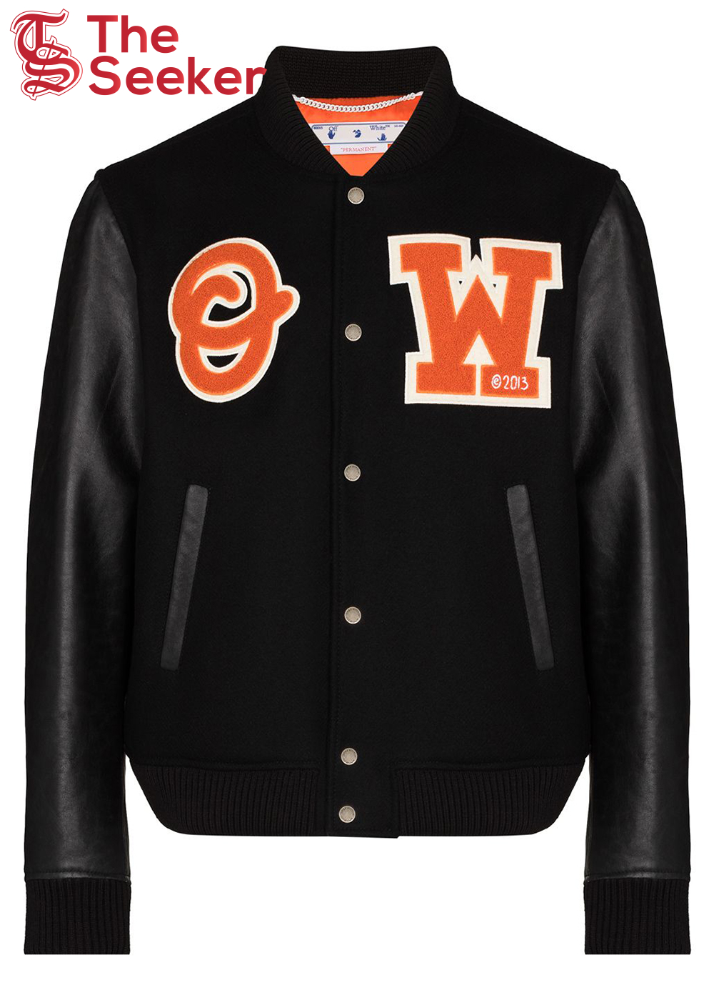 OFF-WHITE Logo Patch Varsity Jacket Black/Orange