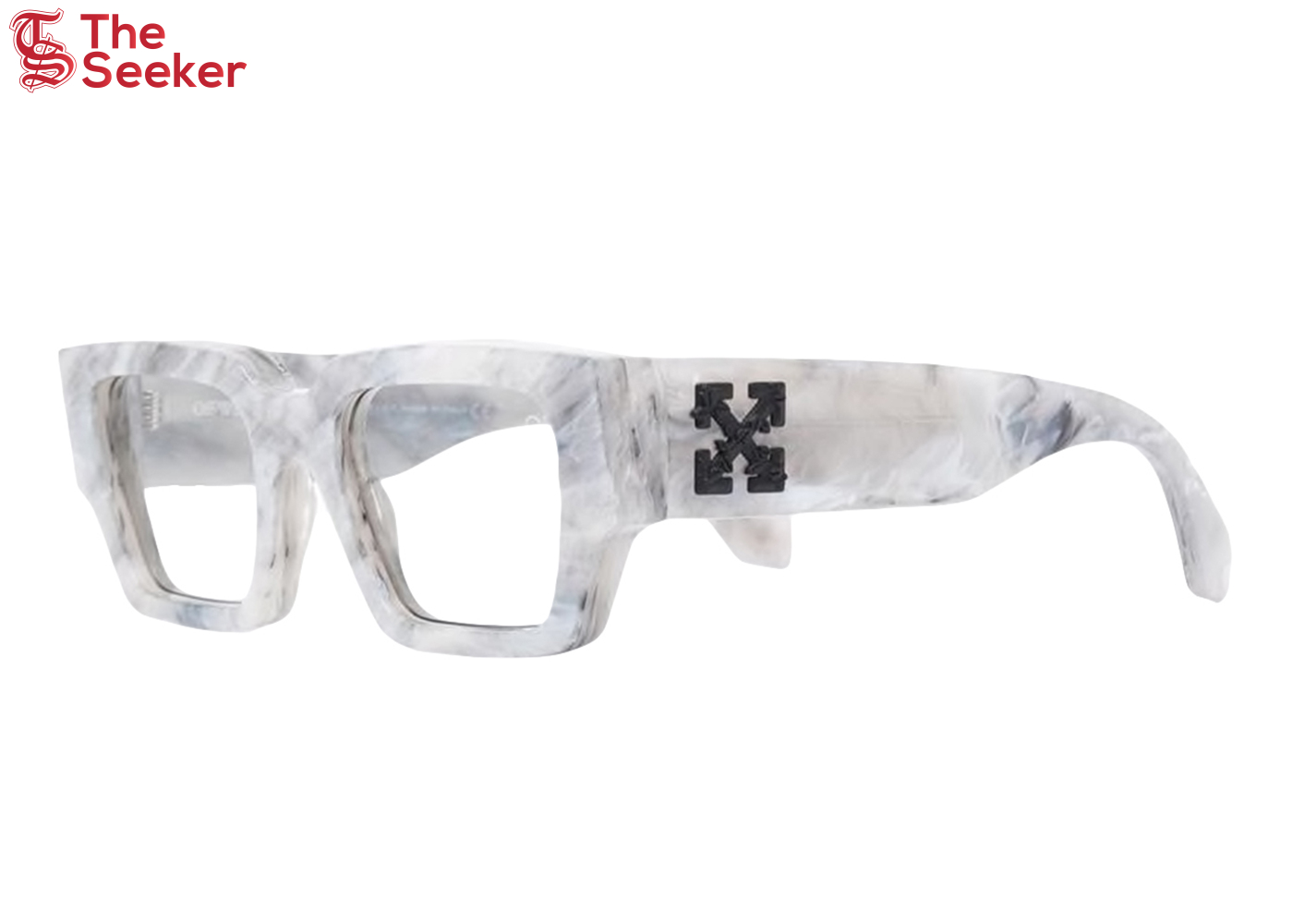OFF-WHITE Mari Rectangular Frame Sunglasses Grey Marble/Black (OMRI010R21PLA0010510)