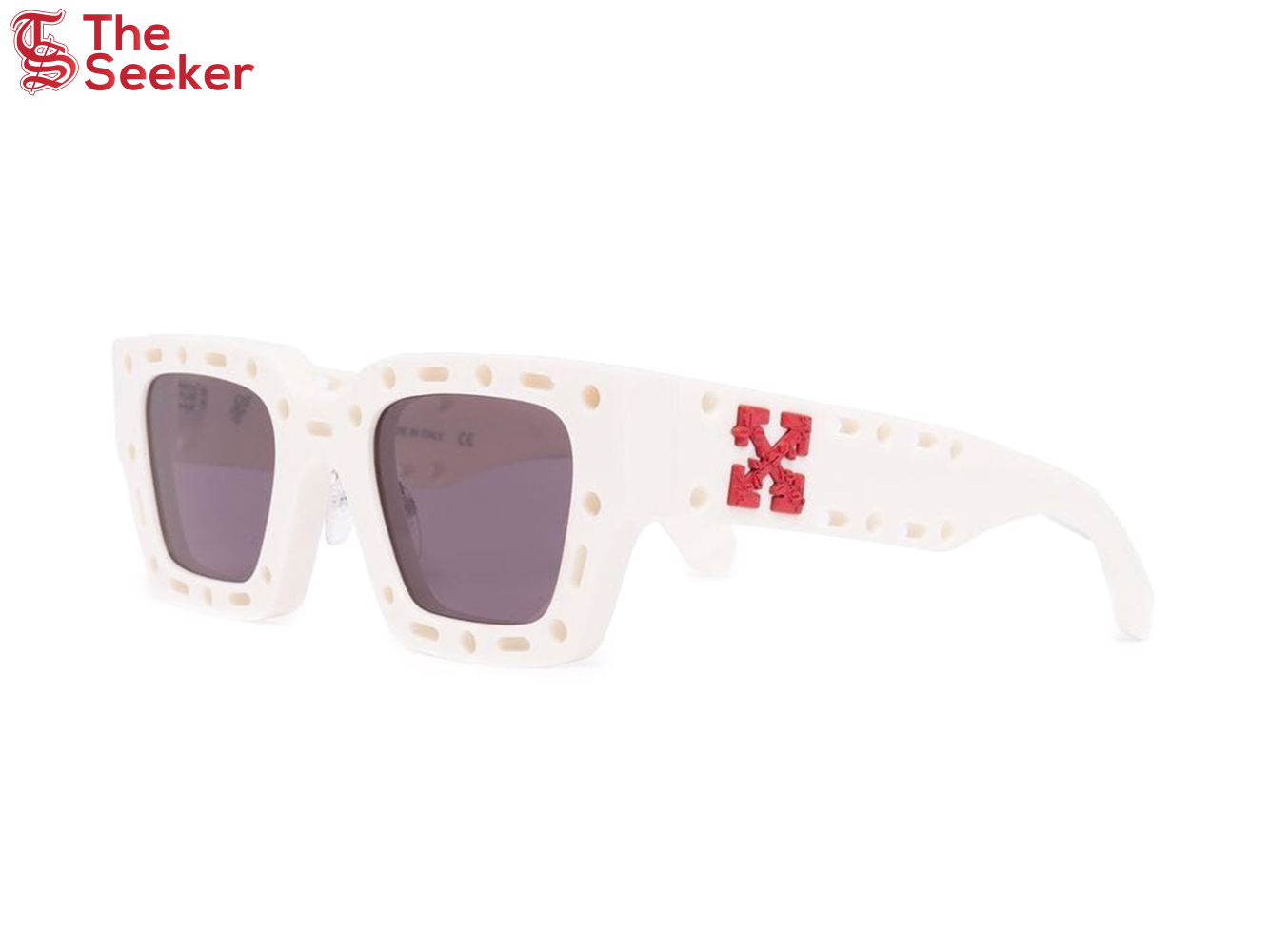 OFF-WHITE Mercer Cut-Out Square Frame Sunglasses White/Red (OERI026S22PLA0010107)
