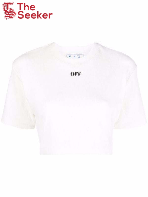 OFF-WHITE Off Stamp Ribbed Cropped Tee White/Black