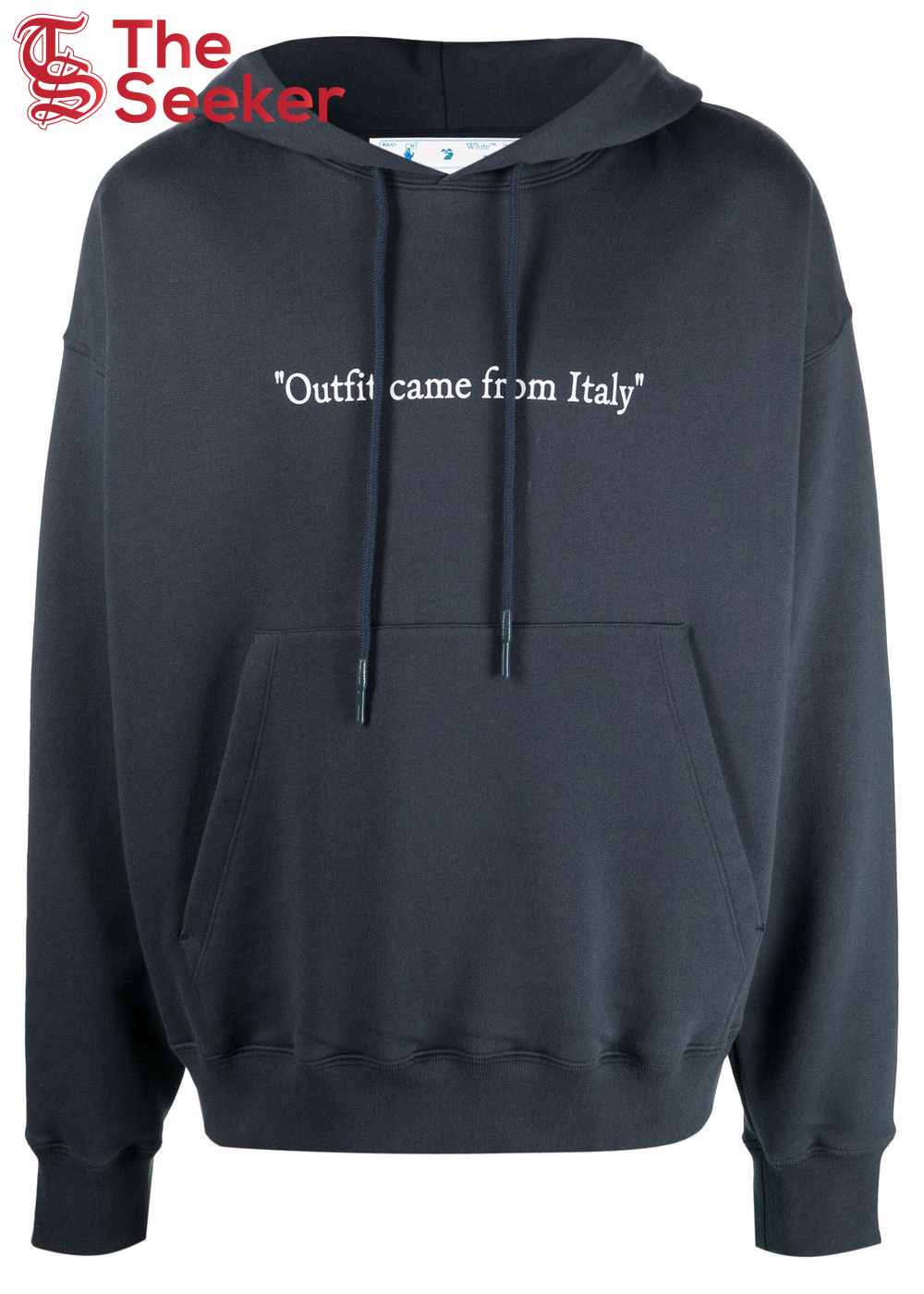 OFF-WHITE "Outfit Came From Italy" Print Hoodie Faded Blue/White