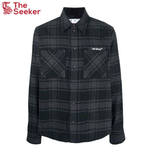 OFF-WHITE Outline ARR Flannel Shirt Grey/White