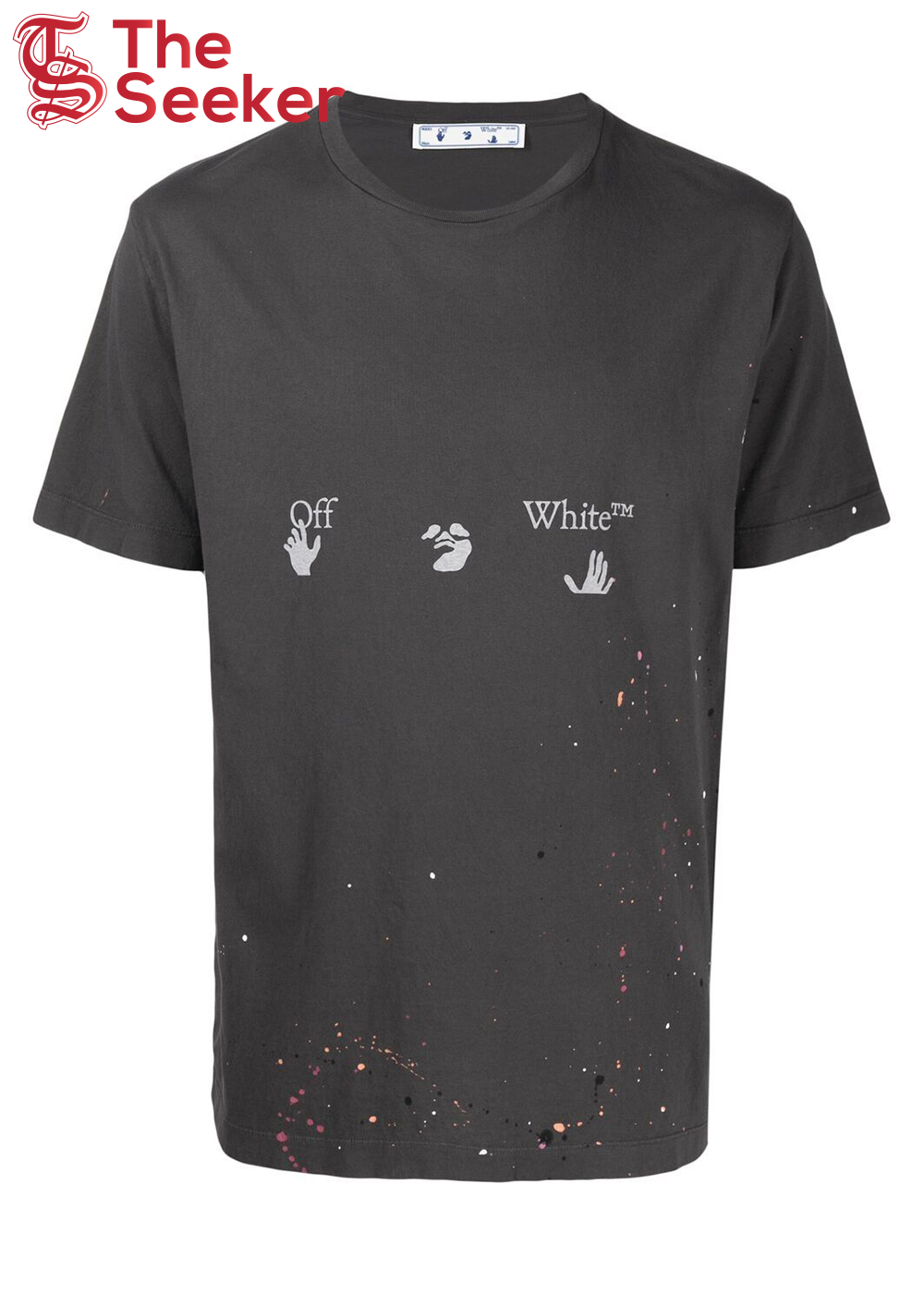 OFF-WHITE Paint Splatter Print T-Shirt Khaki Brown