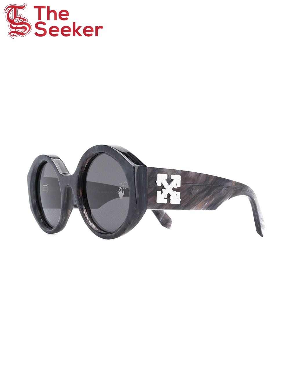 OFF-WHITE Sara Round Frame Sunglasses Dark Grey Marble/White (OWRI022F20PLA0010700)