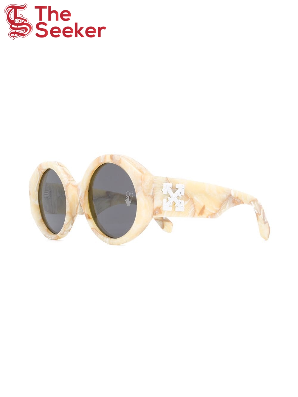OFF-WHITE Sara Round Frame Sunglasses Yellow Marble/White (OWRI022F20PLA0011800)