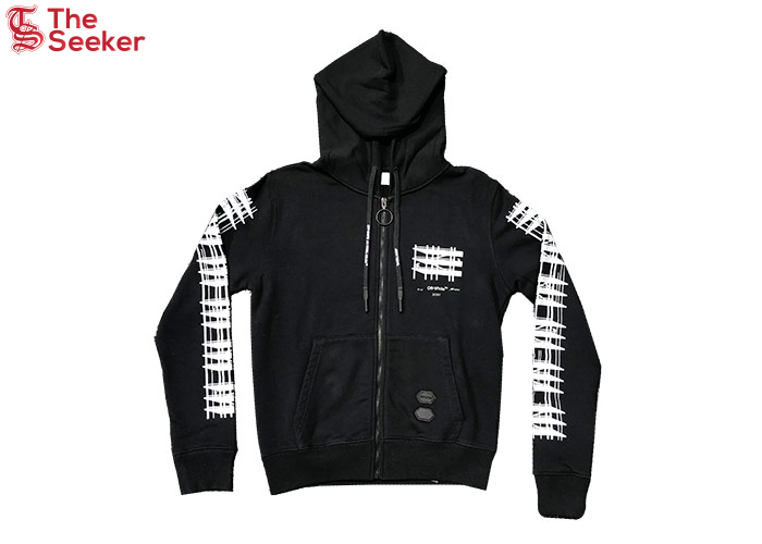 OFF-WHITE Scaffold Arrow Logo Zip Hoodie Black