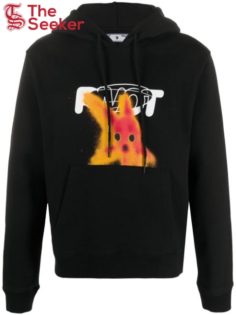 OFF-WHITE Slim Fit Pivot Fish Hoodie Black/Red