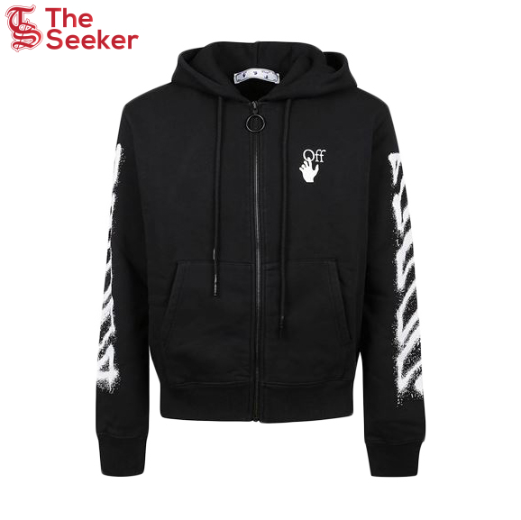 OFF-WHITE Spray Marker Arrows Zip Up Hoodie Black