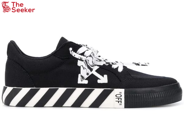 Off-White Vulc Low Black White Striped Marble Tag